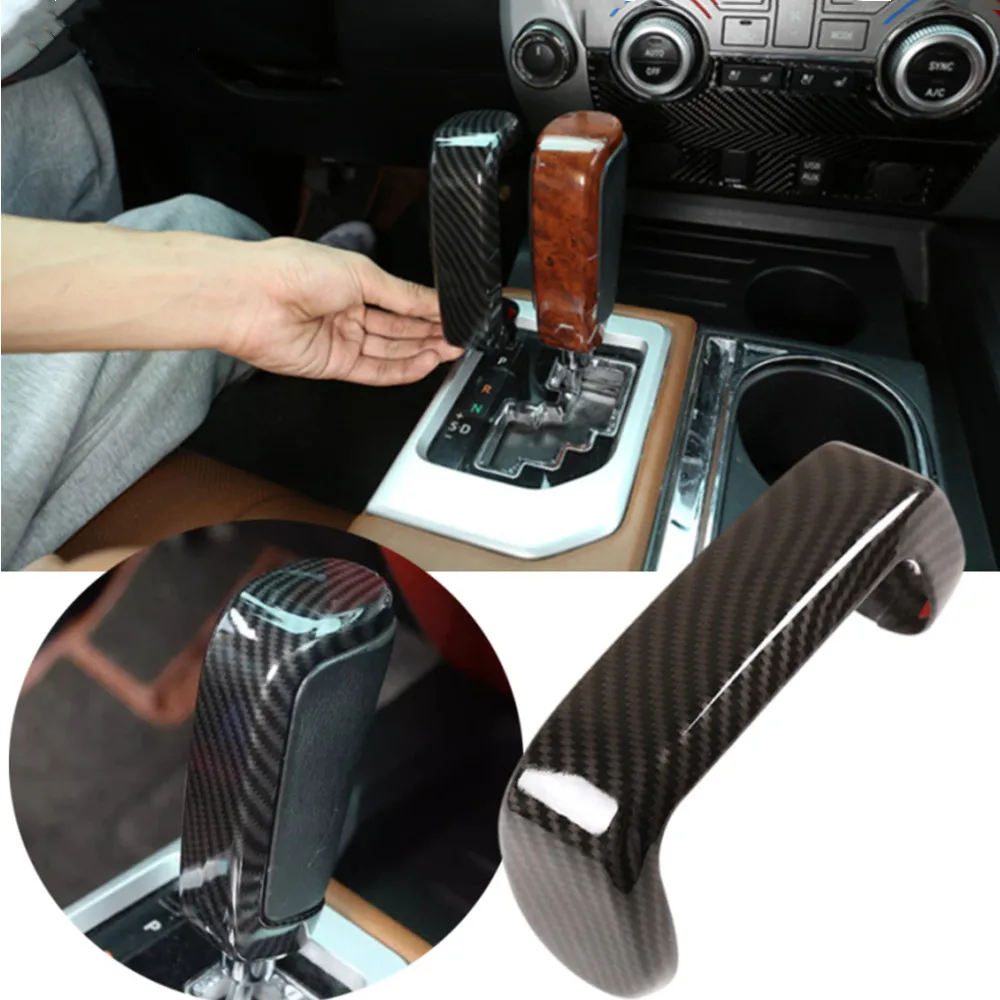 ABS Carbon Fiber Car Styling Centre Console Shifter Head Decorative Trim Cover Sticker For Toyota Tundra Sequoia 2007-2021