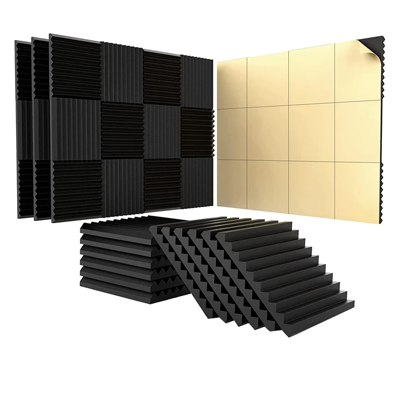 AA67-24 Pack Acoustic Panels With Self-Adhesive,1 X 12 X 12 Inch Sound Proof Foam Panels,For Home Studio