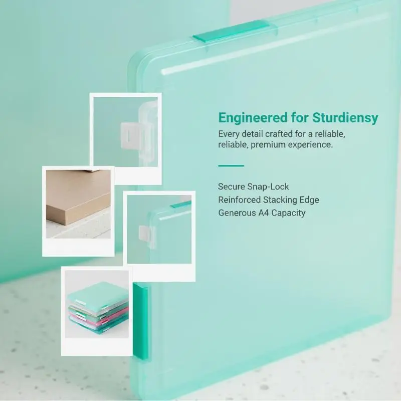 Transparent A4 File Storage Box Clear Plastic Desktop Document Organizer for Craft Studio Office Home Paper Stationery Storage