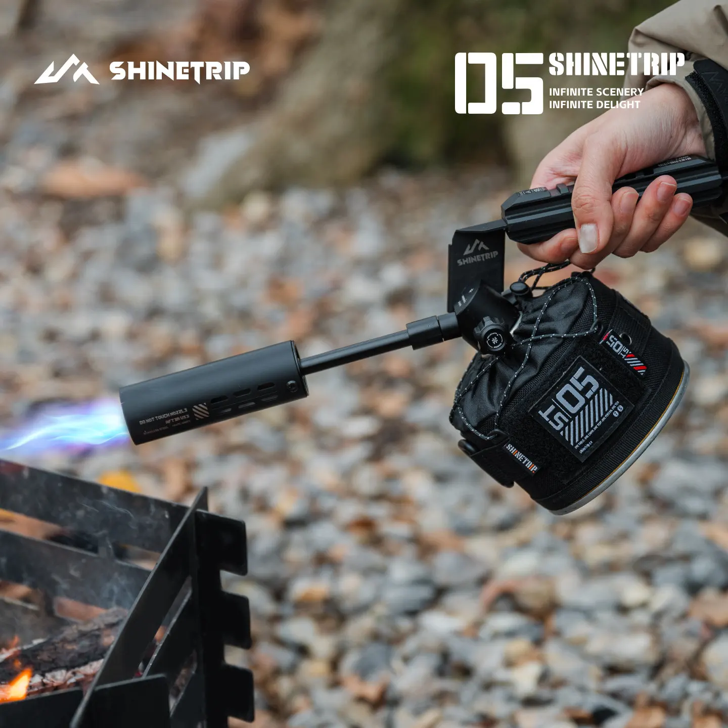 ShineTrip Portable Outdoor Camping Spitfire Gun Stainless Steel Detachable Igniter Butane Spray Gun BBQ Baking Gas Flame Gun