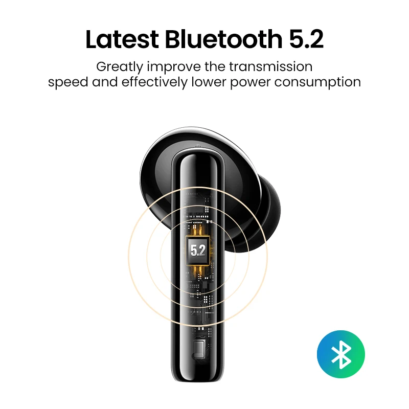 UGREEN HiTune T3 ANC Wireless TWS Bluetooth 5.2 Earphones Headset Active Noise Cancellation, in-Ear Mics Handfree Phone Earbuds