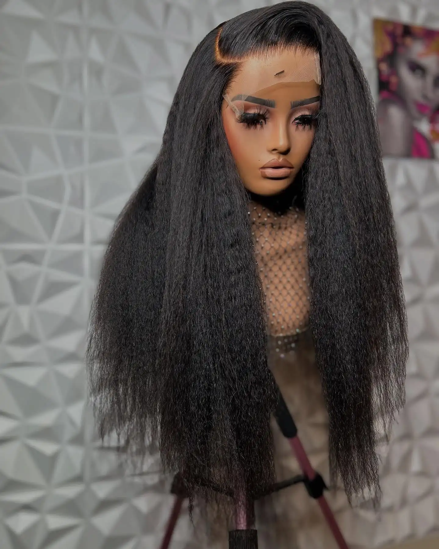 

Накладные парики из 100% натуральных волос, прямые, с эффектом кинки, 13x4, с прозрачной кружевной передней частью, бразильские, предварительно прорезанные, с детским волосом, для женщин