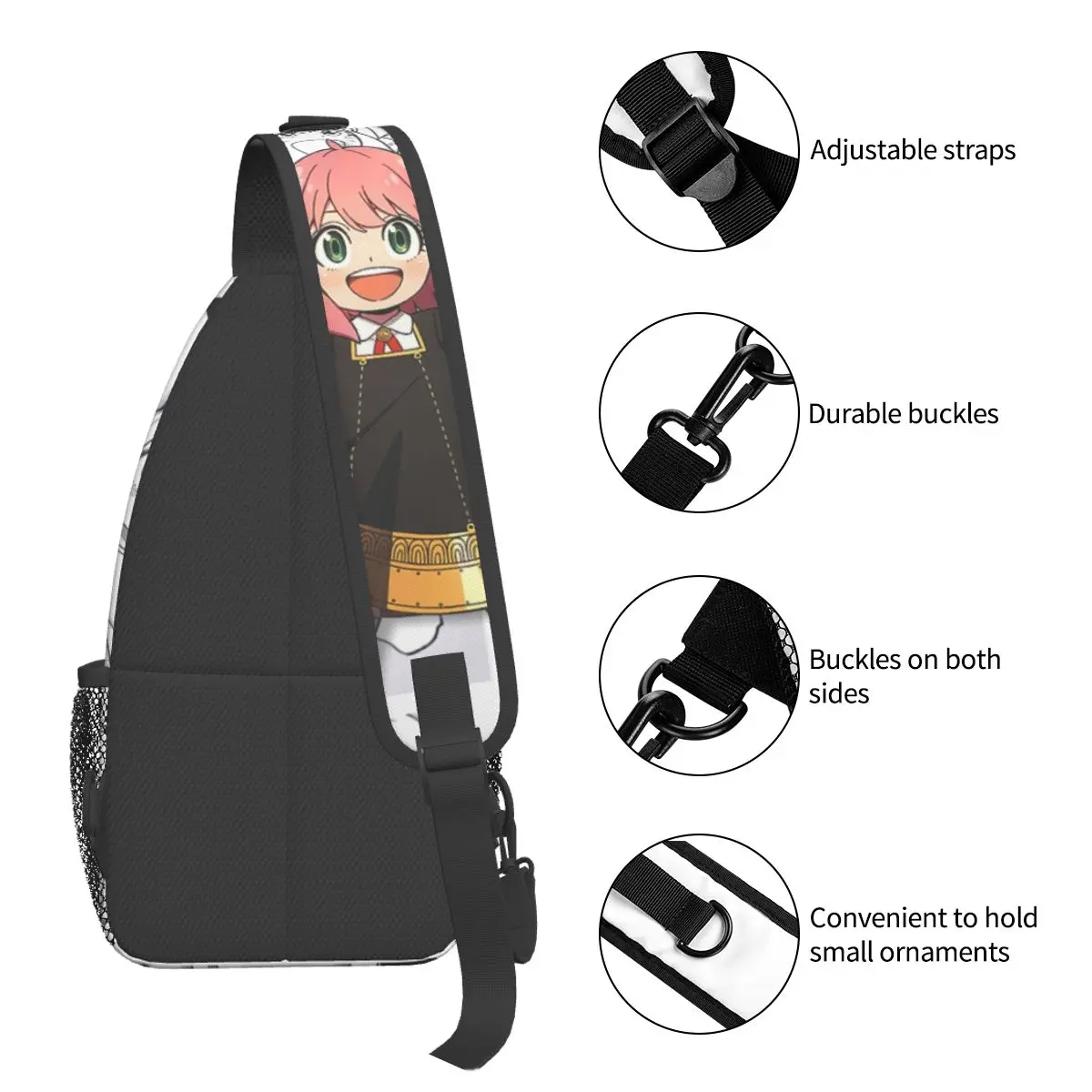 Spy X Family Crossbody Sling Bags Small Chest Bag Anime Anya Forger Shoulder Backpack Daypack for Hiking Travel Biking Satchel