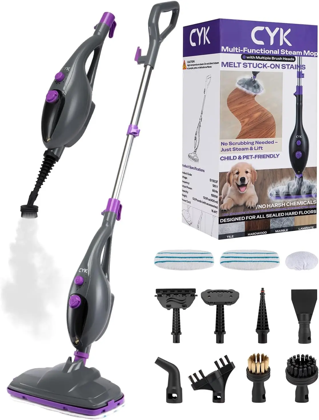 

12-in-1 Handheld Steam Cleaner for Home, Hardwood Floors and Tile Cleaning