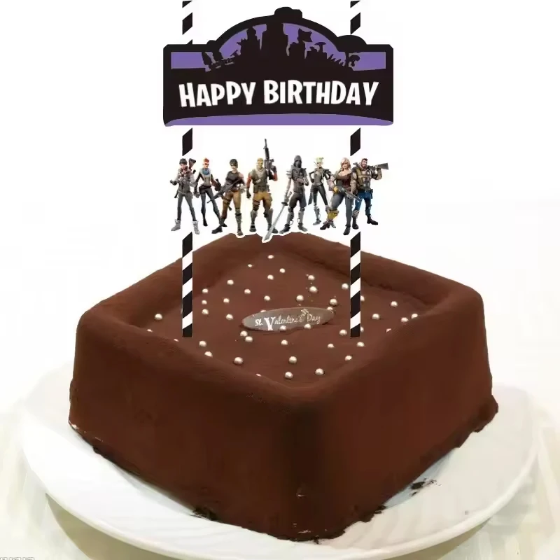 Hot Shooting Game Fortnition Plate Cup Kit Kids Gift Boys Birthday Party Decoration Sticker Cake Topper Candy Bag Baby Shower view 5