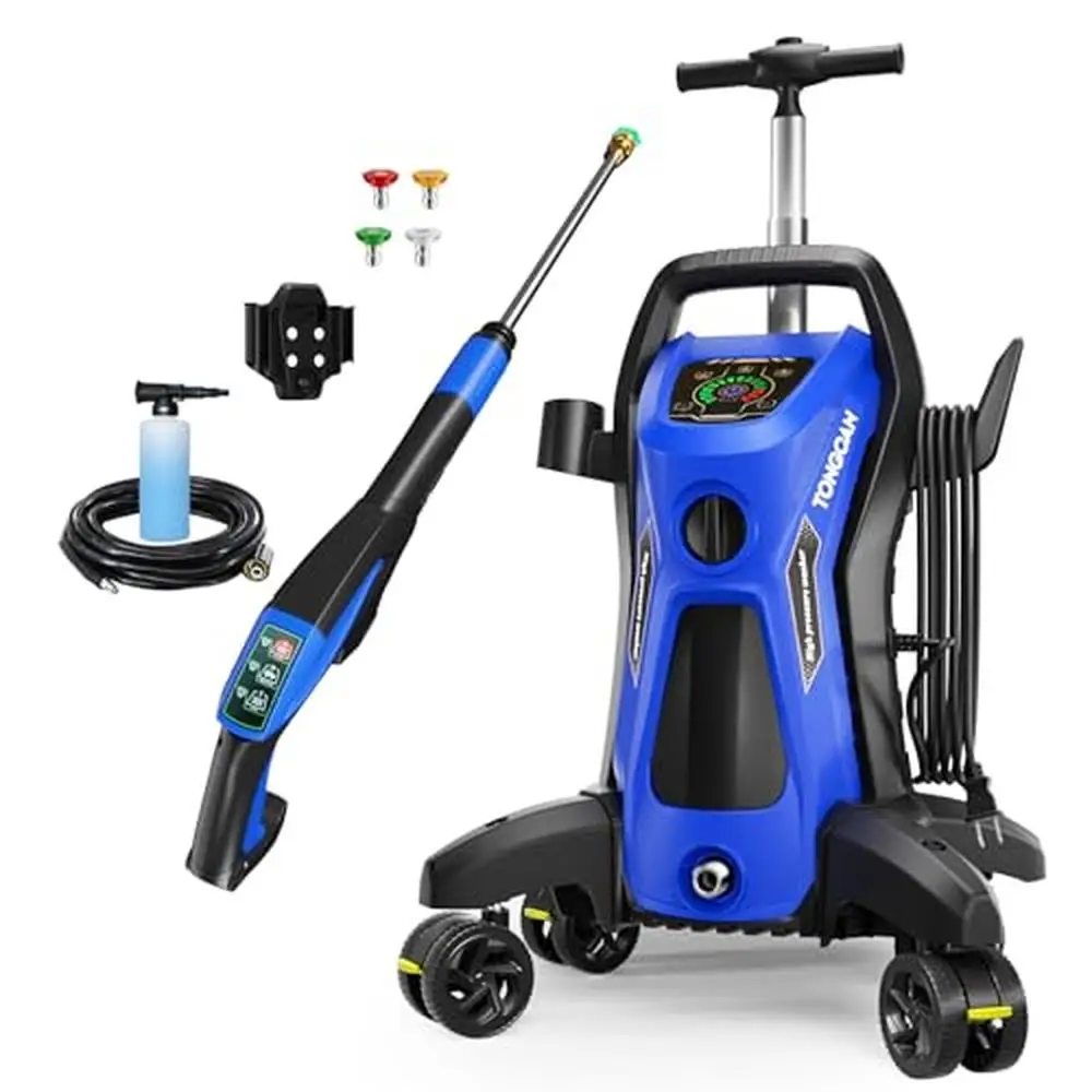 

4500 PSI 3.2 GPM Electric Power Washer Upgrade Spray Handle Smart Control 4 Nozzles Mobile Design Safe Total Stop System