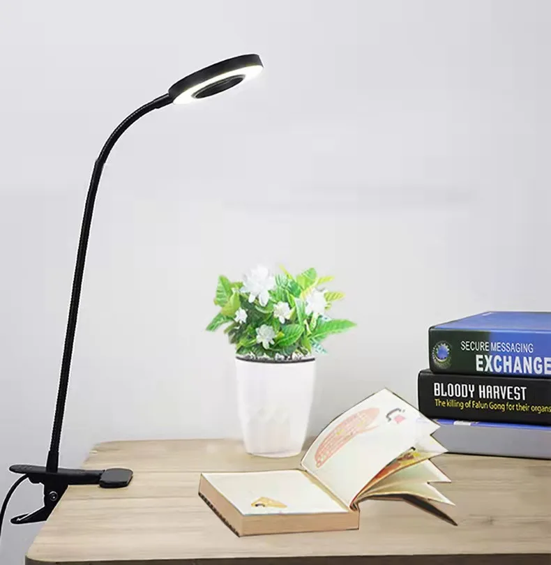 Student Eye Protection Learning USB Table Lamp Creative Bedhead Reading Lamp High gloss Embroidered Clip Table Light