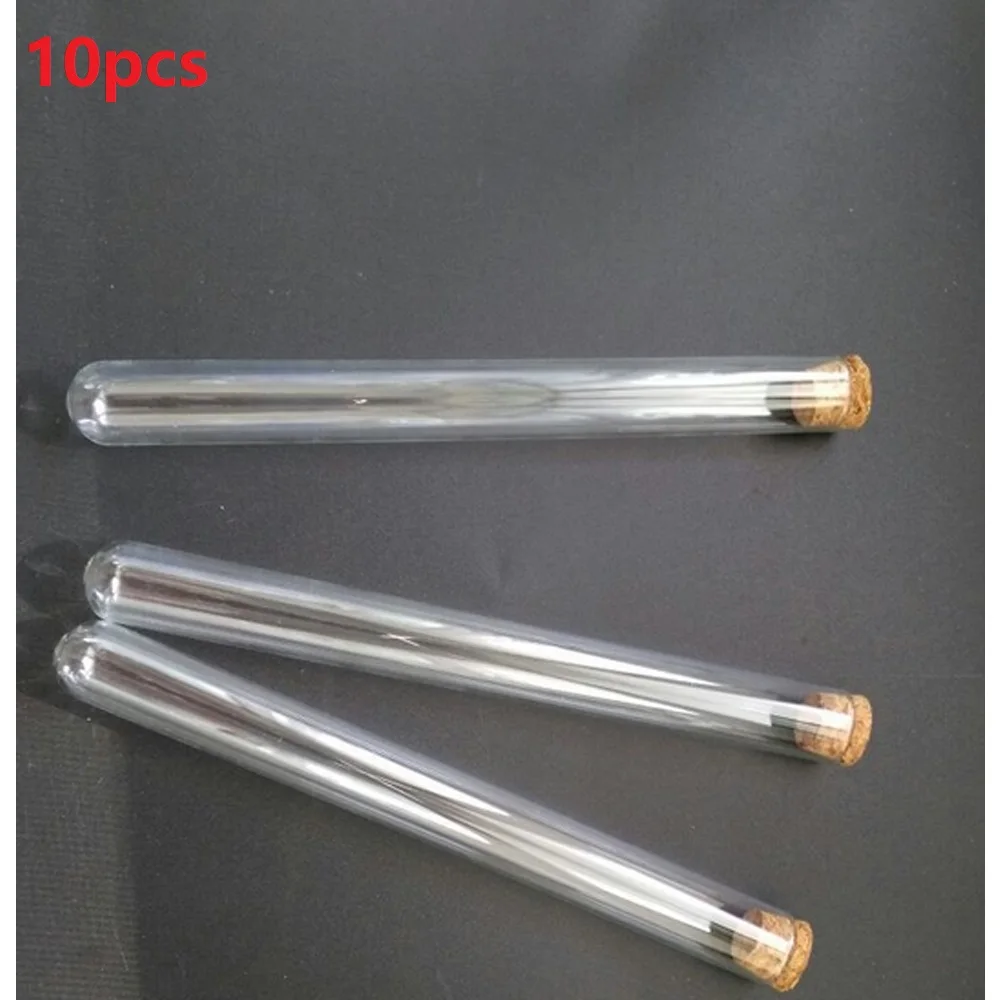 10Pcs 15X150Mm Transparent Laboratory Plastic Test Tubes with Caps Stoppers School Lab Supplies Accessories