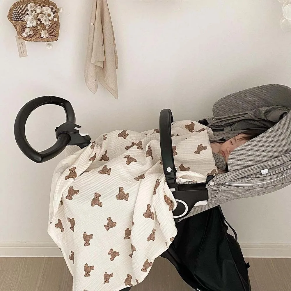 

Household Breathable Baby Bean Blanket Soft Koala Cover Blanket for Infant Cartoon Bear Printed Nap Sleeping Rug Stroller