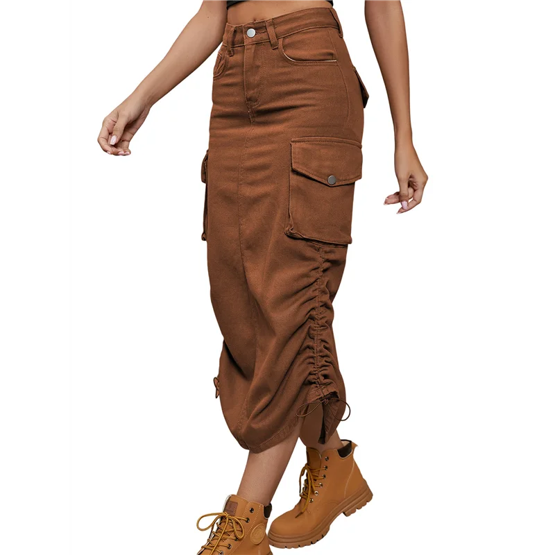 

Denim Skirt Below Knee Length High Waisted Jean Skirts For Women