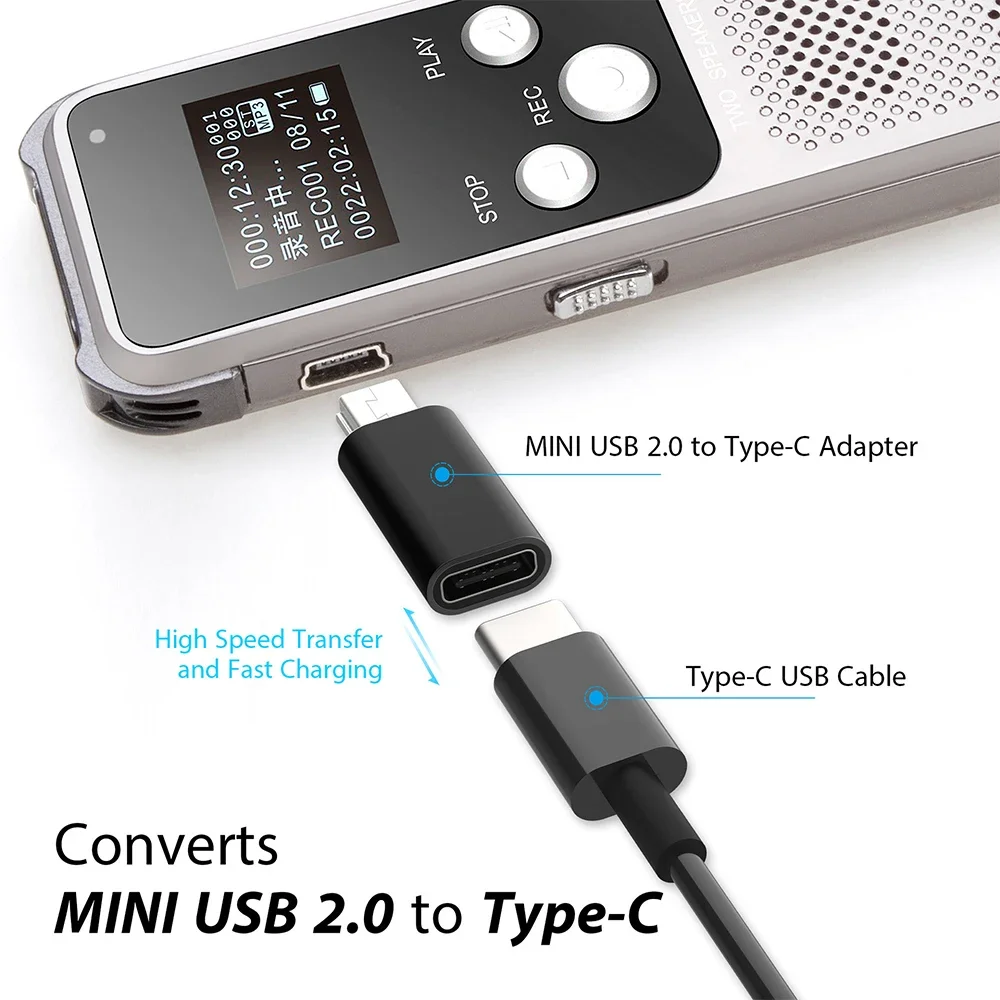 نوع C أنثى إلى USB صغير ذكر محول شحن سريع محول نقل البيانات موصل للكاميرا MP3 MP4 PSP GPS