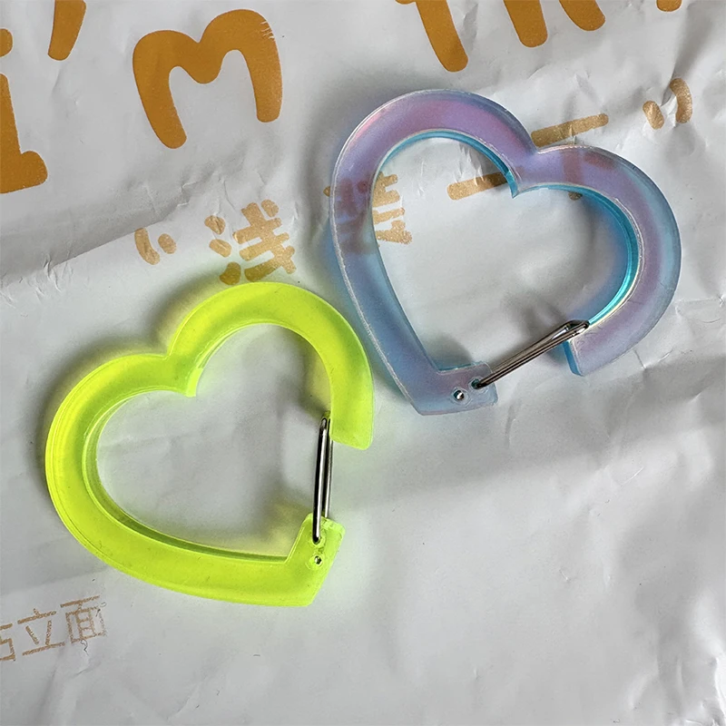 Charming Acrylic Multi-function Carabiner Keyring, Heart-shaped Bag Decorative Hanging Pendant