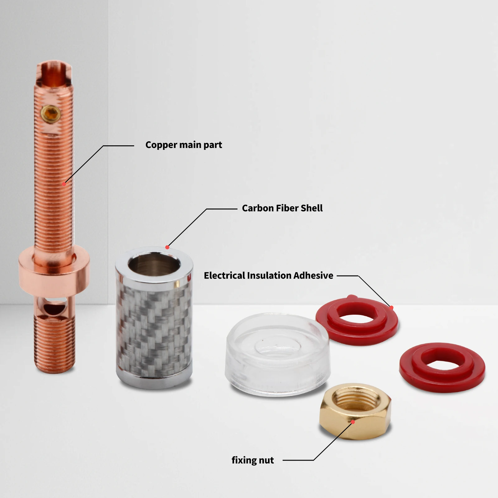 Preffair BP1122 4 Stuks Koolstofvezel OFC Verkoperd Luidspreker Terminal Lange/Korte Binding Post 4mm Jack Banaanstekker socket