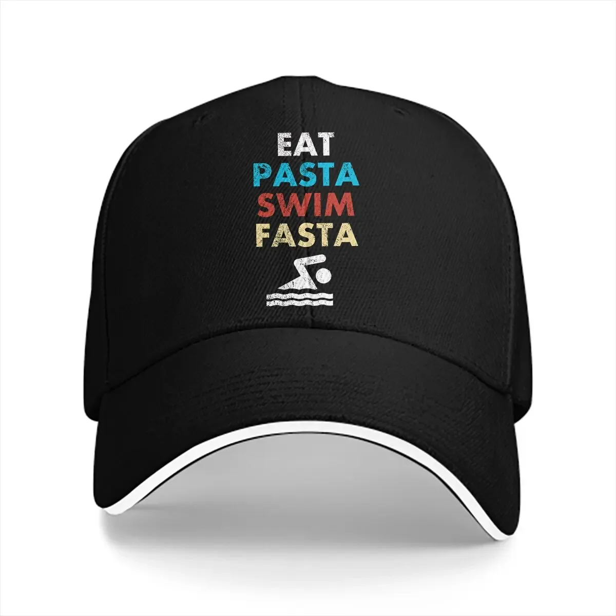 Eat Pasta Swim Fasta Baseball Cap Men Hats Women Visor Protection Snapback Swim Caps