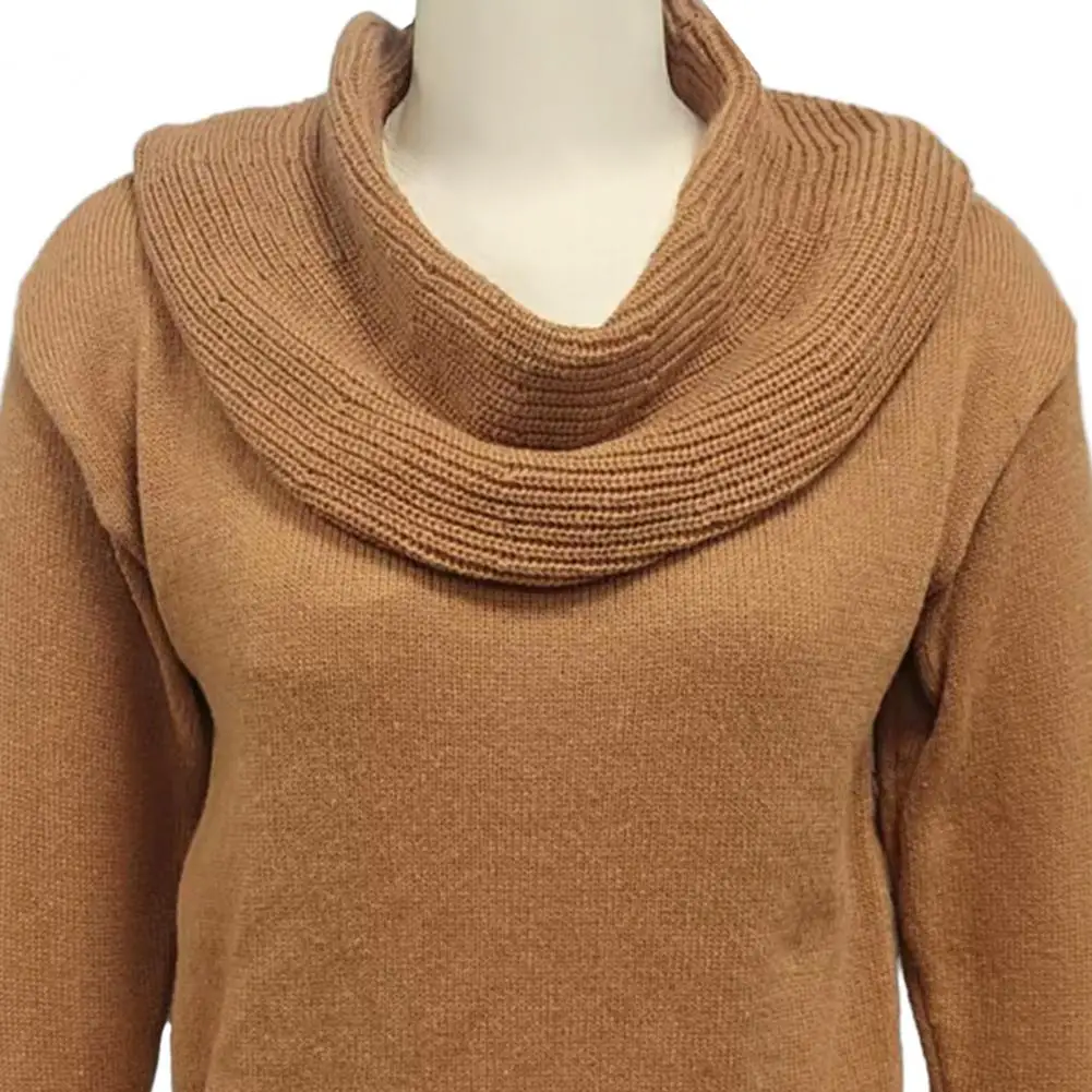 موضة كومة طوق كم طويل البلوز المرأة بلوزة فضفاضة غير رسمية المرأة الخريف بلوفر شتوي بلايز عادية الحياكة القمم #3