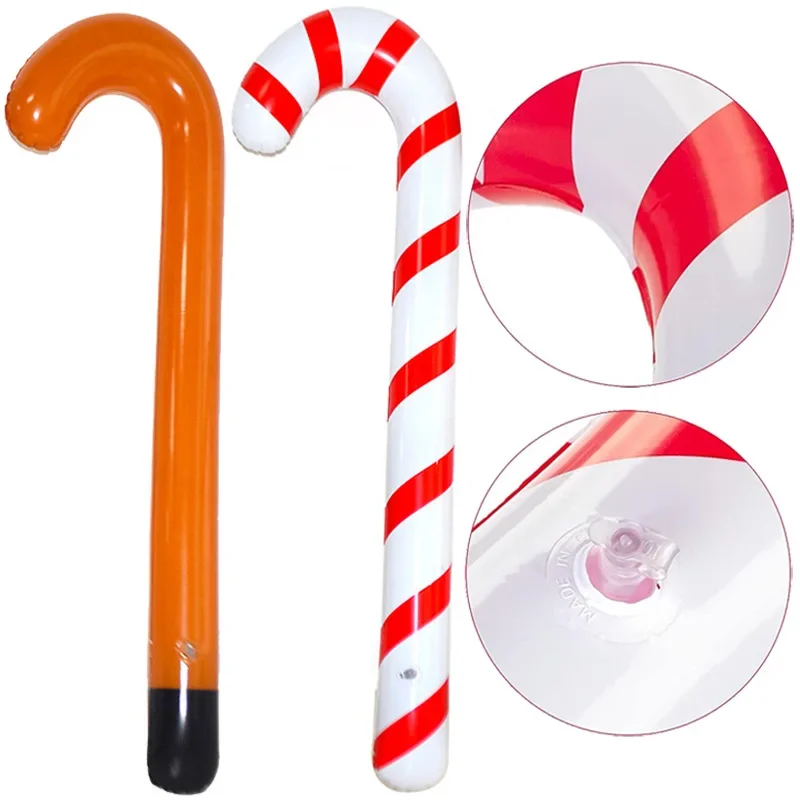 Ballons Gonflables en PVC de 90cm pour Noël, Jouets en Canne de Bonbon pour Enfants, Accessoires de Décoration Intérieure et Extérieure pour Vacances