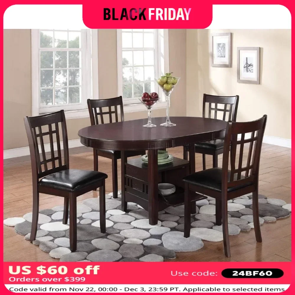 5-Piece Dining Table Set, Storage Dininer Table with 18