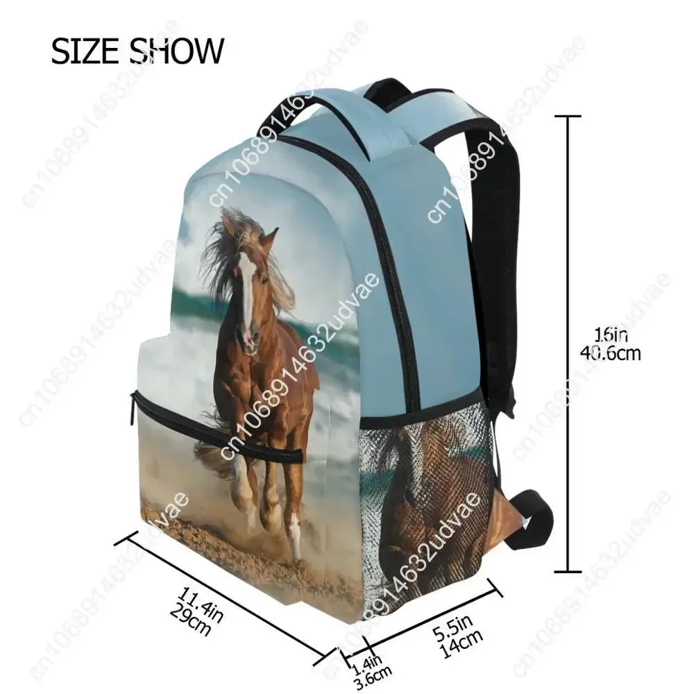 Sac à Dos d'École Étanche pour Garçon et Fille, Imprimé Cheval, pour Ordinateur Portable, pour Adolescent, Nouvelle Collection