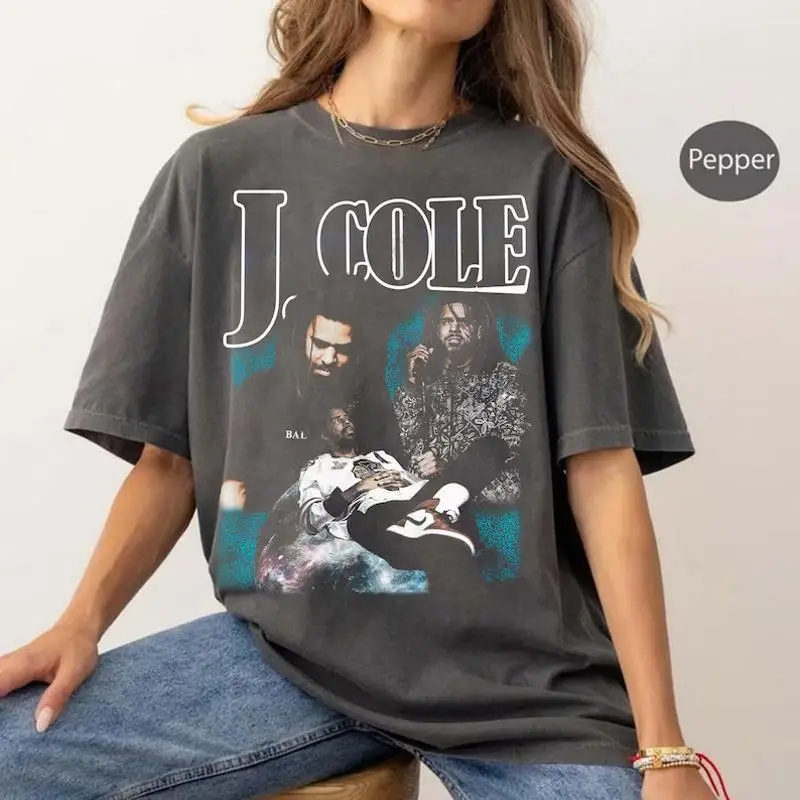 Vintage J Cole face T shirt Hip Hop For Women and Man U