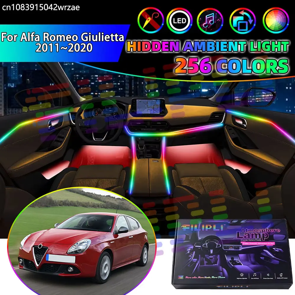 For Alfa Romeo Giulietta 2011~2020 2012 940 RGB Car Interior Ambient Lights Strips Breathing Lighting Kit App Control LED strips