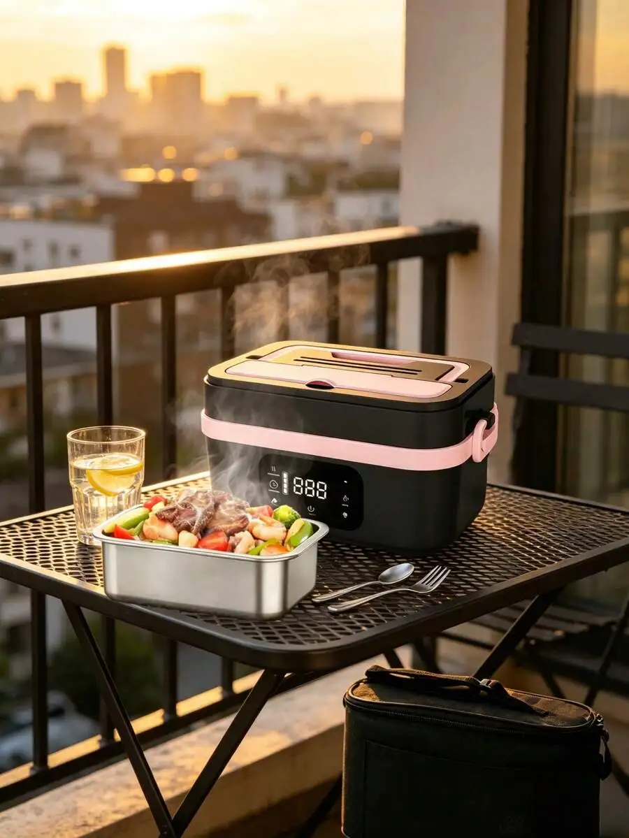 Cordless Heated Lunch Box, 20000mAh 1.35L 360° Even Heating With 65-100℃ Adjustable Temp Timed Keep Warm, Portable Food Warmer F