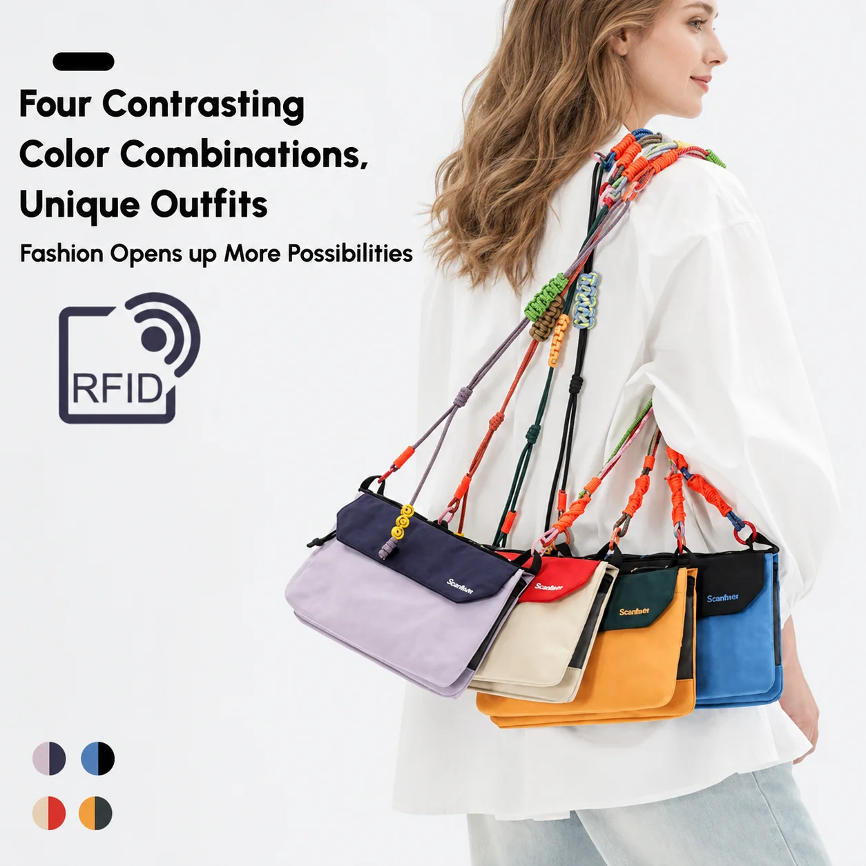

RFID Blocking Travel Crossbody Bag Waterproof Nylon Passport Holder Wallet Ultralight 145g Shoulder Phone Bag for Women Men