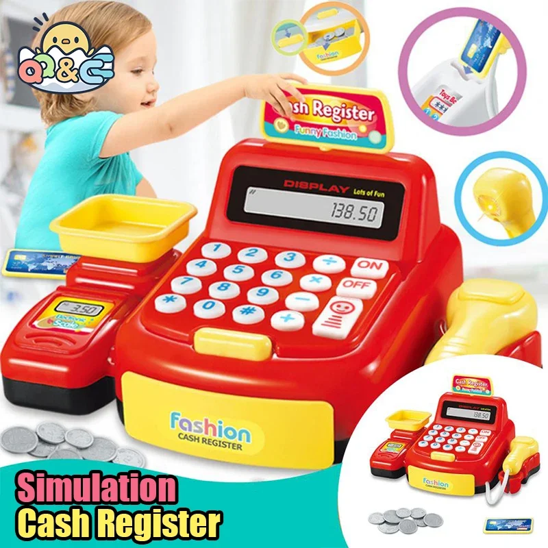 Simulation Supermarket Cash Register Game Toy Electronic Pretend Play House Toys Lighting And Sound Effects Toy for Kid Birthday