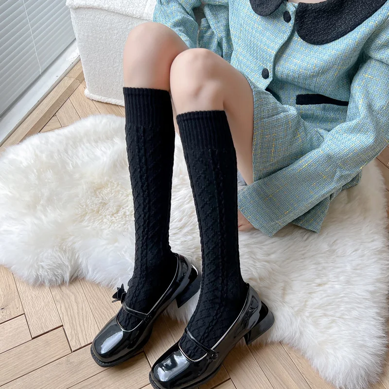 Medias de punto Retro para mujer y niña, calcetines largos hasta el muslo, hasta la rodilla, informales, Harajuku