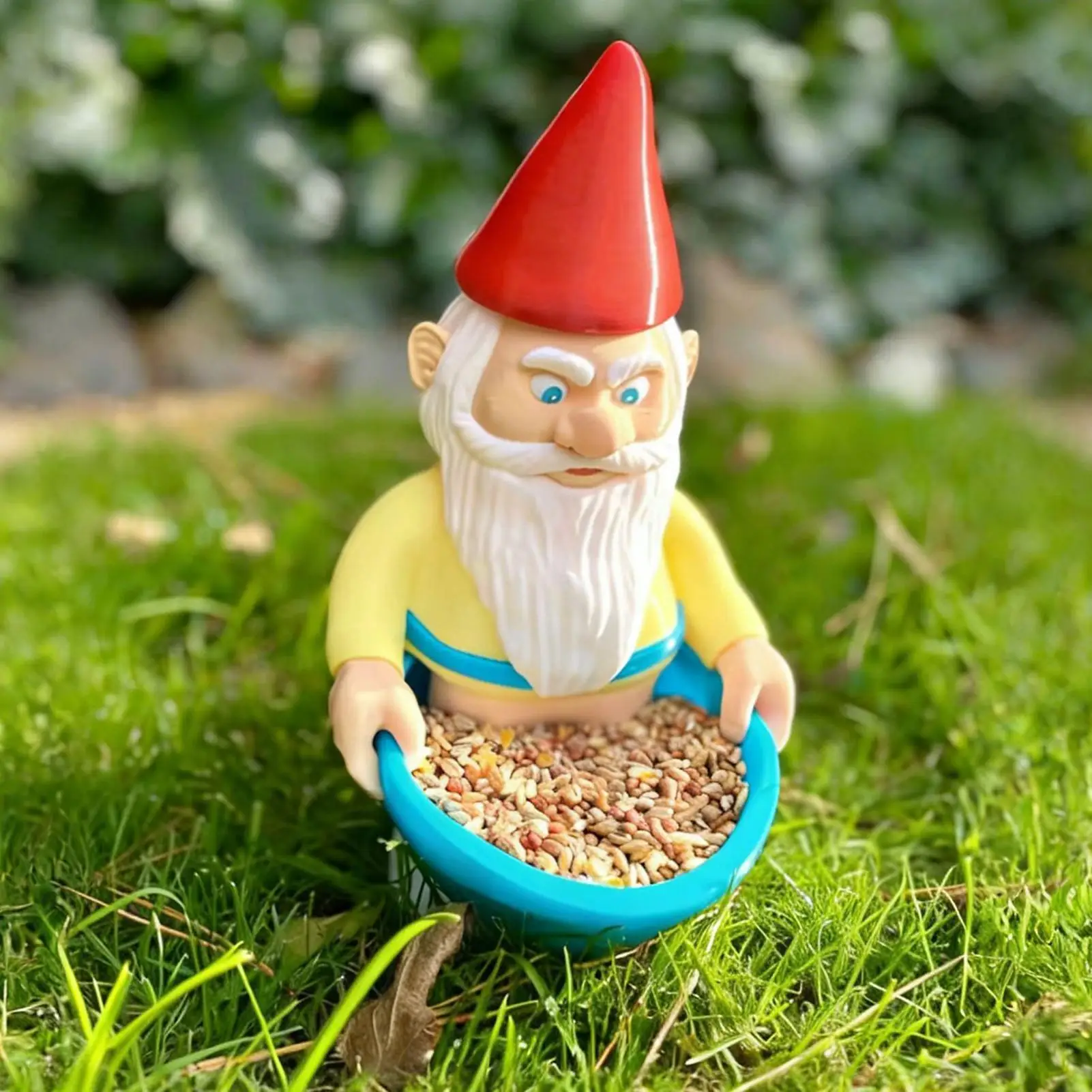 

Всепогодная кормушка для птиц в виде гнома из смолы, забавная садовая фигурка для дома, сада, двора, ландшафтного дизайна