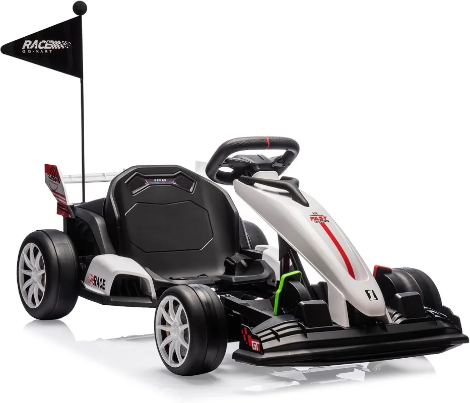 

Электрический дрифт-карт Go Kart с регулируемым сиденьем, игрушка для езды на открытом воздухе 24 В с регулируемым режимом скорости, сумасшедшая тележка