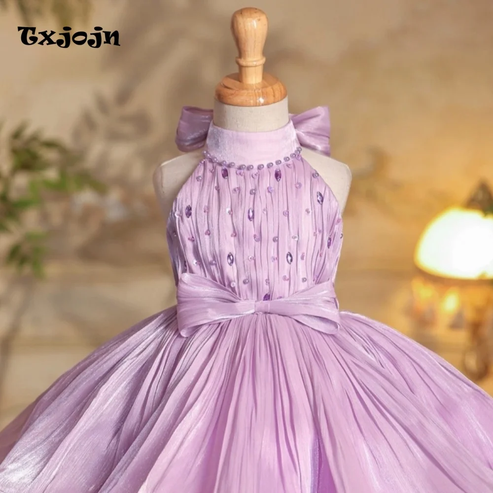 Light luxury Baby Girl Dress 1-14 Years Old Girl's Bow Princess Dress Birthday Dress Flower Girl Show Dress Piano performance