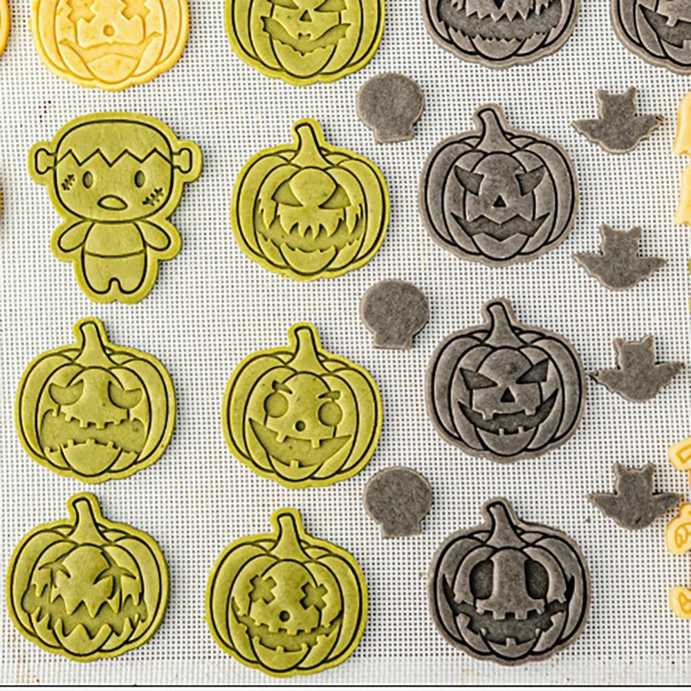 Cartoon Halloween Pumpkin Head Cookie Mold DIY Stampcookie Cutters Baking Accessories