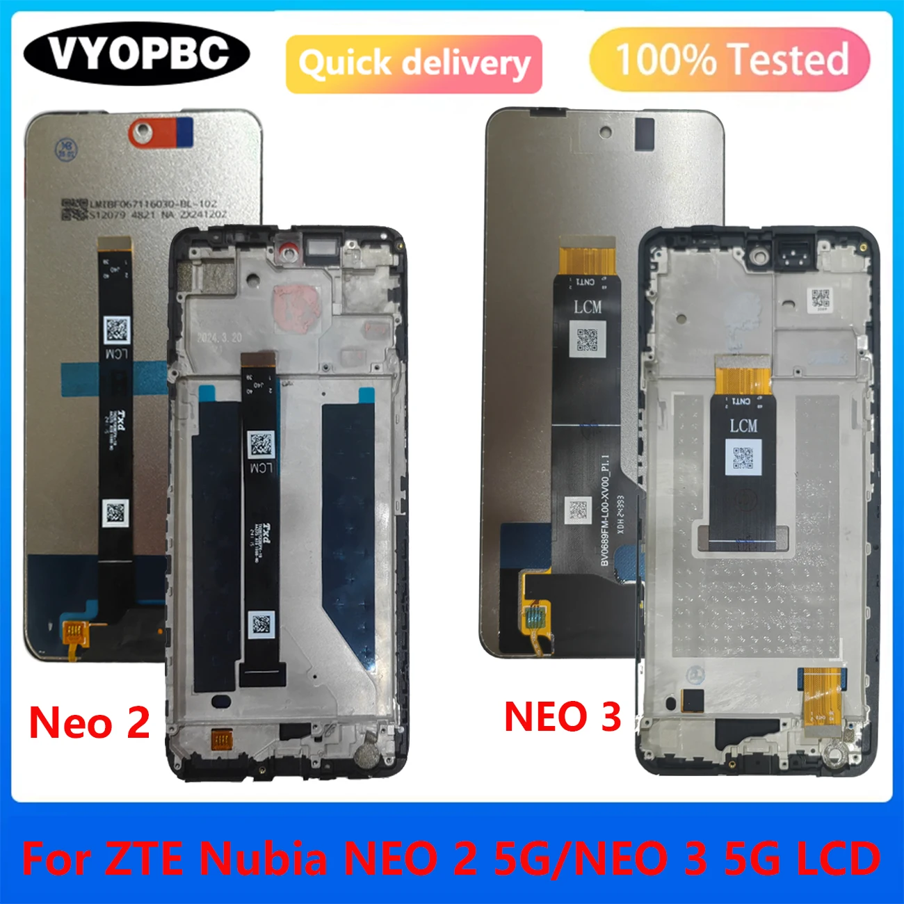 Pantallas LCD para ZTE nubia Neo 2 neo2 5G, Pantalla LCD para ZTE Neo3 Neo 3, Pantalla Táctil con Marco, Digitalizador, Repuestos