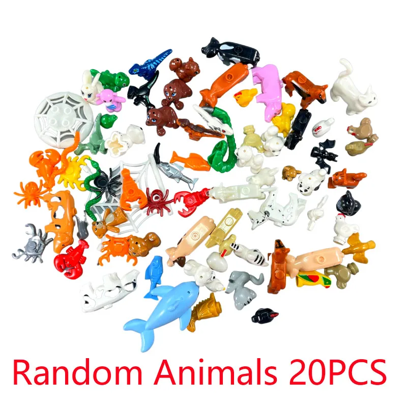 Moc City Animals Classic Building Blocks Cute Cows Pandas Goats Squirrels Rabbits Parrots Sharks Creative Toy For Children Gift