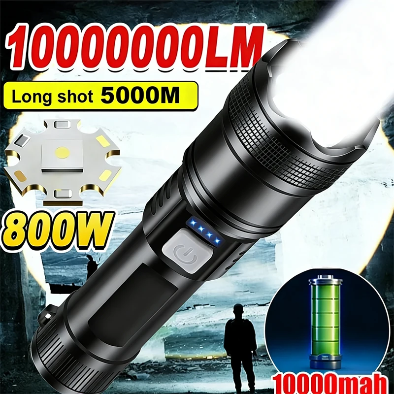 عالية قوة مصابيح كاشفة بلمبات Led 2000LM التكتيكية USB شحن التخييم الطوارئ الصيد التكبير فانوس الشعلة مع ضوء العرض #1