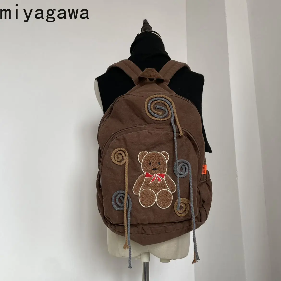 Miyagawa 2023 New Retro Backpack for High School Students High Street Campus Schoolbag High Capacity Canvas Backpack