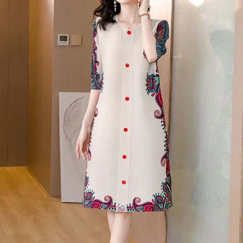 Plisowana wiosenna i jesienna sukienka dla nowej mamy Duży luźny, wąski kardigan Sukienka Boho Sukienka LOOSE