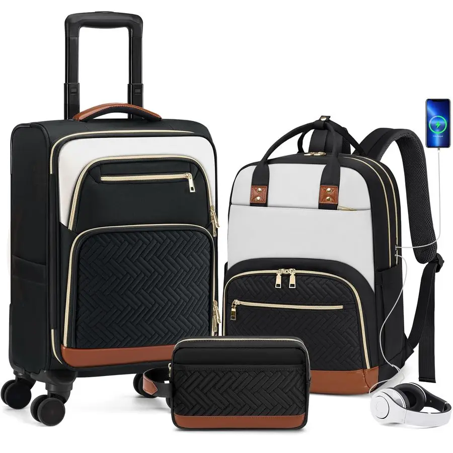 

On Luggage 22x14x9 Airline Approved, 20 Inch Softside Suitcases with Wheels, 3 Piece Luggage Sets, Rolling Carry On Suitcase wit