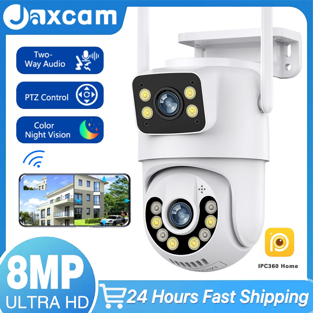 

4K 8MP PTZ Camera Seguranca Wifi Security Camera Dual Lens Auto Tracking Wireless CCTV Surveillance Camera IPC360 Home