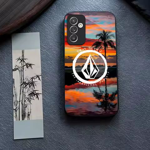 Design Volcom Phone Case Glass for Samsung Galaxy S24 S23 S21 S22 S20 Ultra Fe Plus A34 A54 A24 A52 A53 M54 Cover
