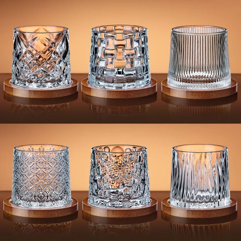2 Vasos de Whisky de Cristal de 280 ml con Base, Vasos Giratorios para Whisky, Vino y Brandy, para Bar y Hogar