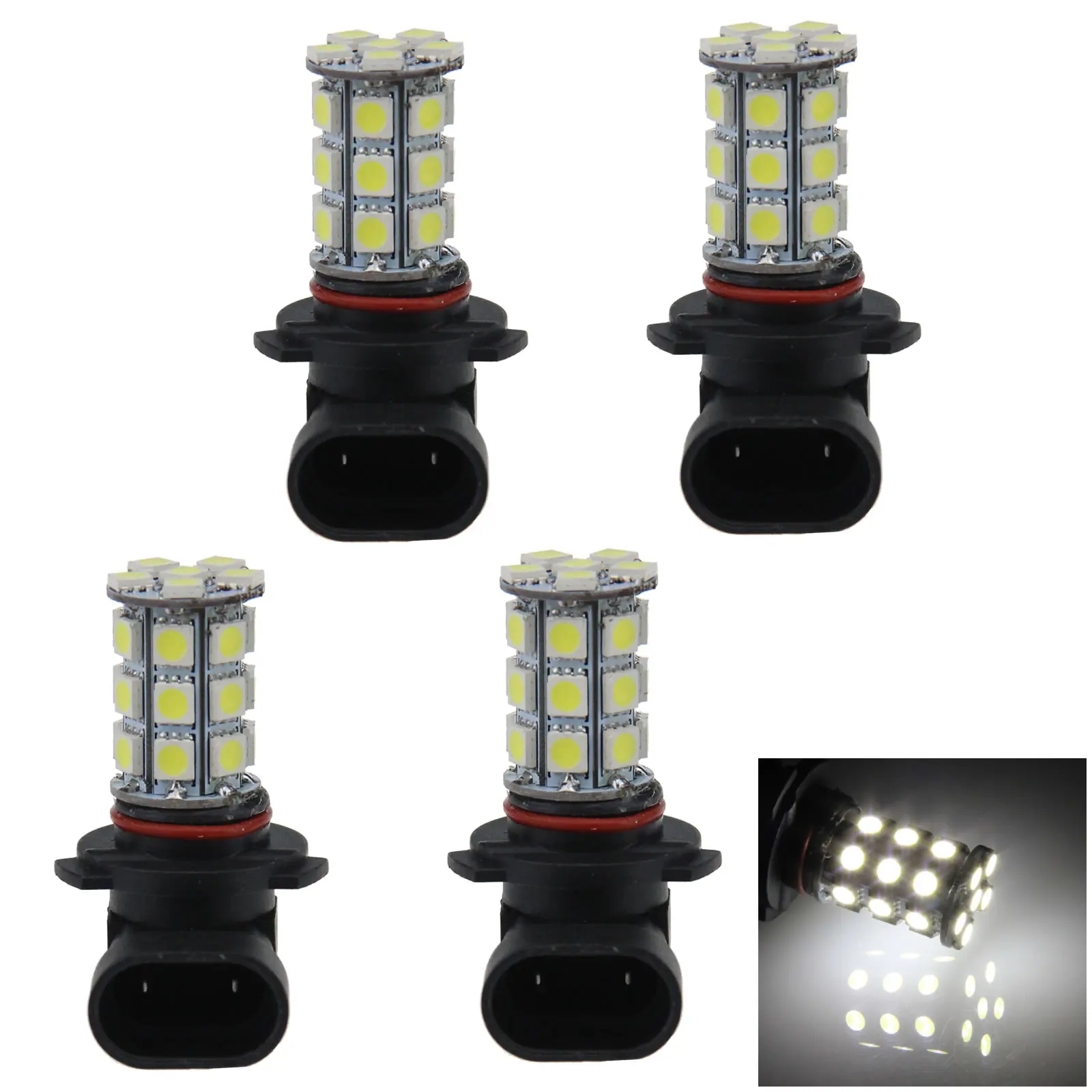 4x White Car 9006 Turn Light Signal Blub 27 Emitters 5050 SMD LED HB4 H303-W