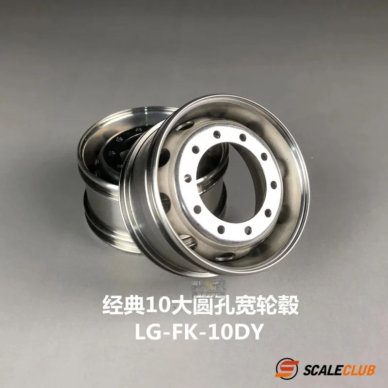 Scaleclub Model 1/14 Drag Head Mud Upgrade Stainless Steel Wheel Classic 10 Big Round Hole For Tamiya  Lesu Rc Truck