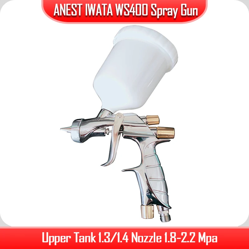 Original ANEST IWATA WS400 Spray Gun Upper Tank 1.3/1.4 Nozzle Low Pressure 1.8-2.2 Mpa