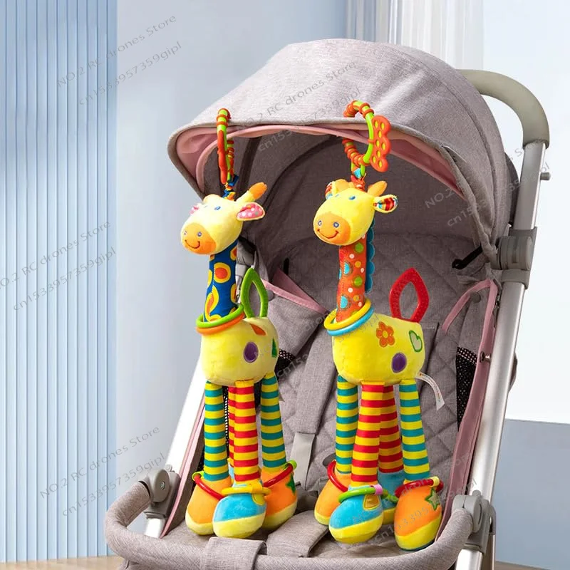 Muñeco colgante de jirafa para cochecito de bebé, campana de cuna de algodón suave, juego de cama infantil, juguete educativo, regalo para hijo e