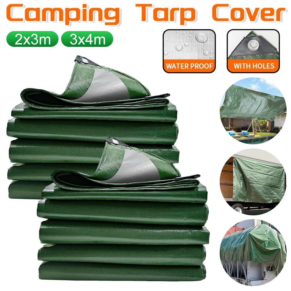 Multipurpose Tarp Heavy Duty Tarpaulin Outdoor Waterproof Sun Shade Thick Poly Tarp Rain Cover Camping Tent Garden Accsesories