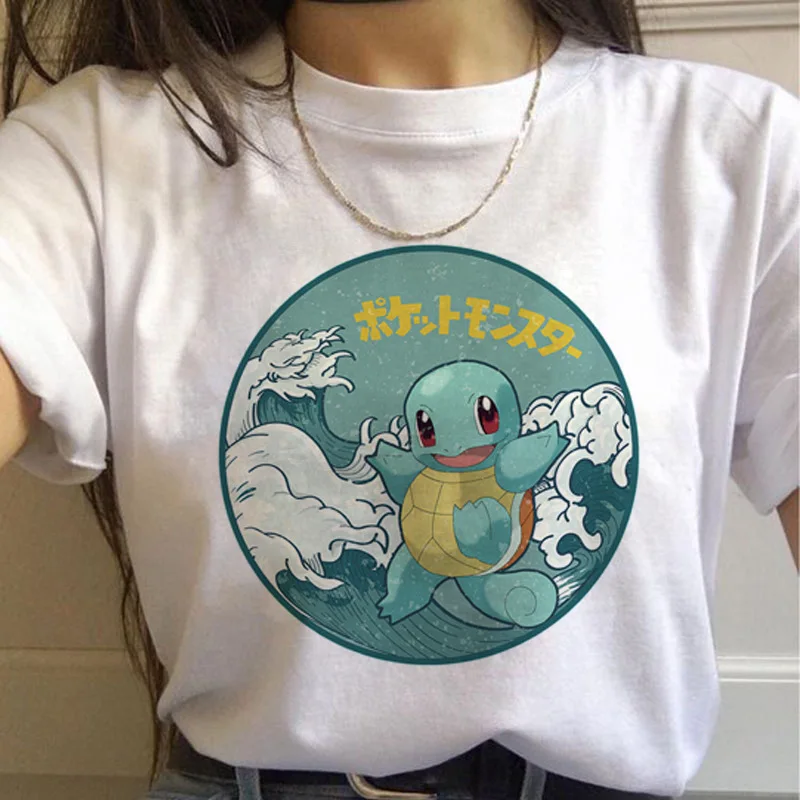 Pokemon Loose T-shirt Pikachu Squirtle Classic Anime Plus Size Sports Short-sleeved Men and Women Summer Comfortable Trend Tops