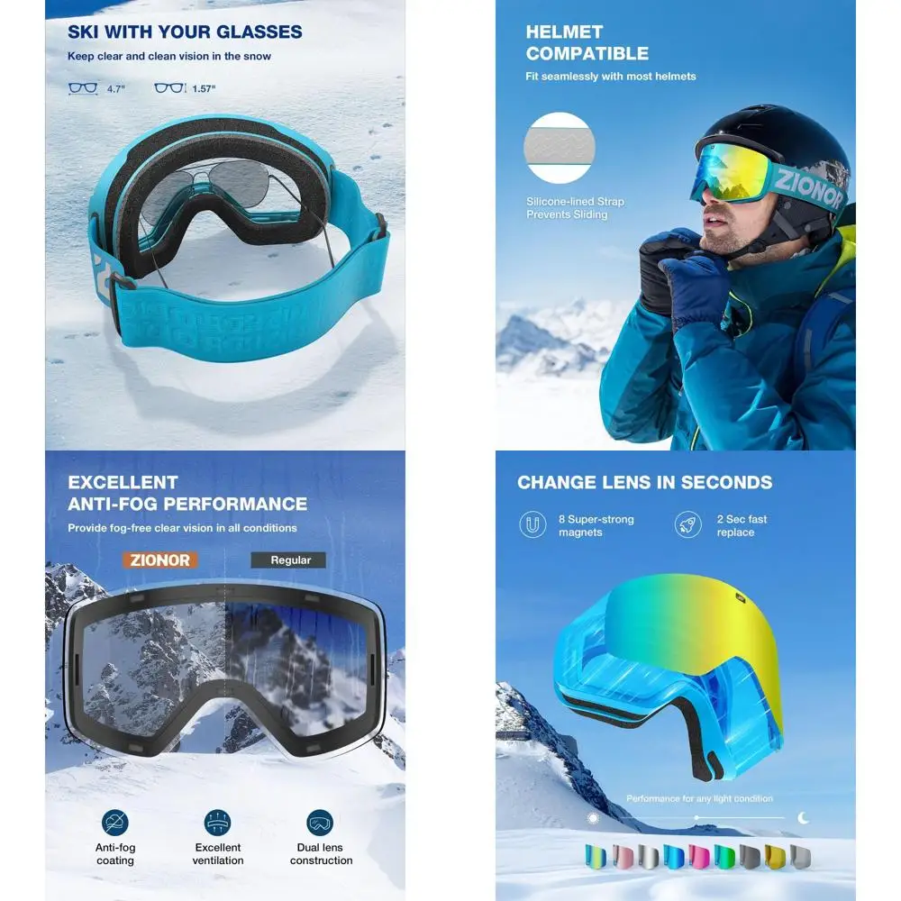 

Magnetic Cylindrical Ski Goggles for Men and Women