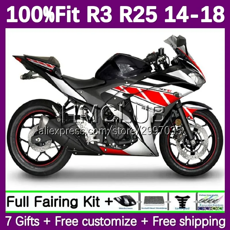 OEM Fairing For YAMAHA YZF R3 R25 R 3 25 144No.27 YZFR25 YZFR3 14 15 16 17 18 YZF-R25 2014 2015 2016 2017 2018 Body Red silvery