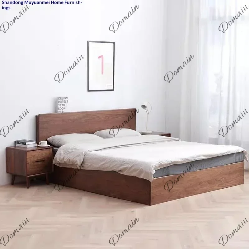 B&Nordic Solid Wood Floating Bed 1.68m Air Pressure High Box Storage Bed Oak Modern Minimalist Multifunctional